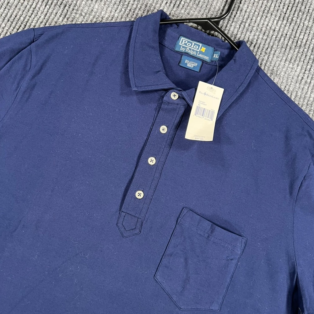 Vintage Polo Ralph Lauren Shirt Mens XL Extra Large Blue Short Sleeve Pocket New